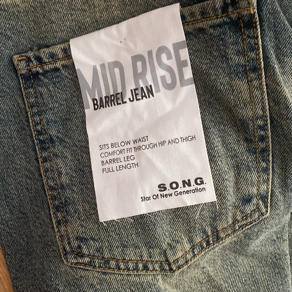 New women’s SONG rustic denim barrel Blue Jeans 13/31 - Picture 6 of 6